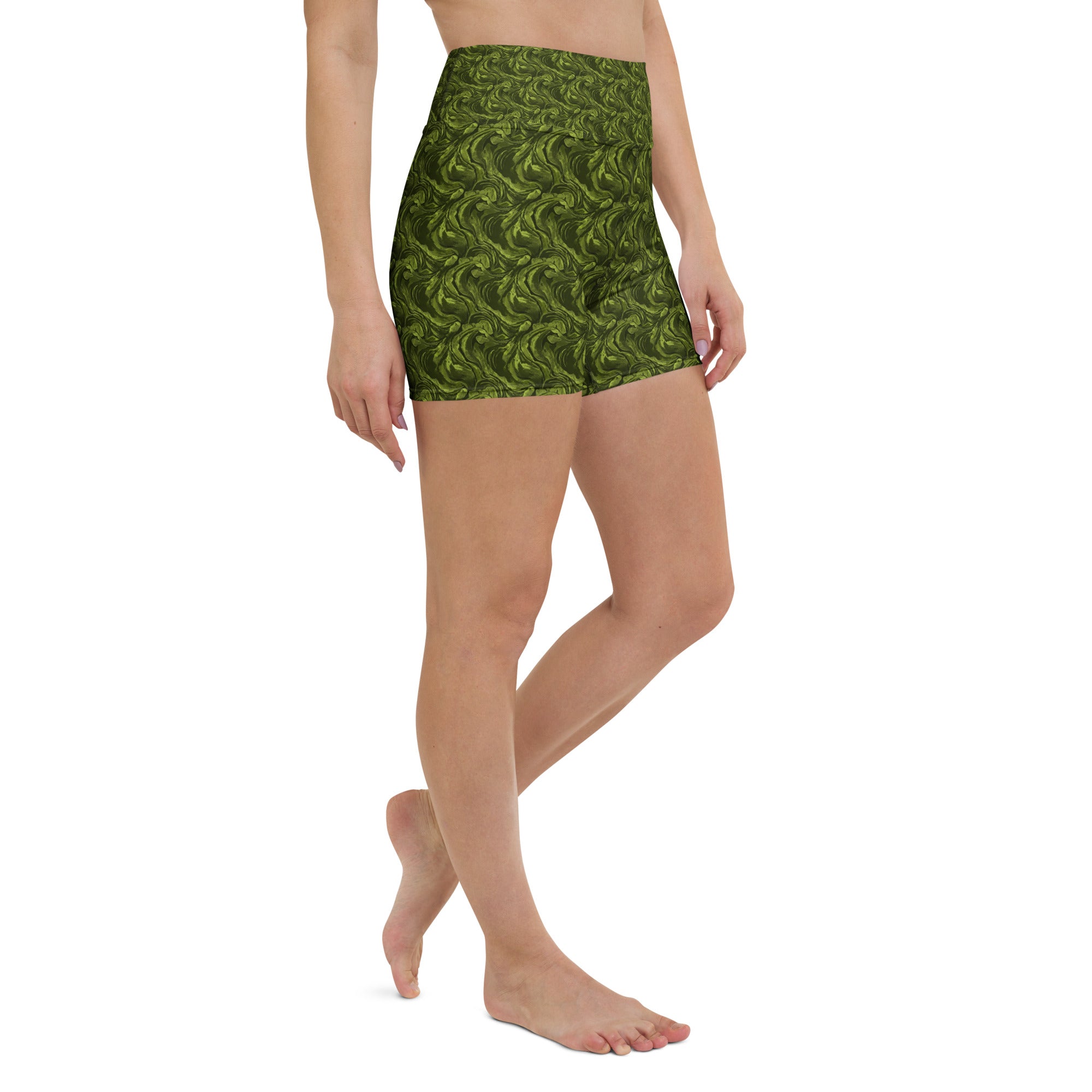 Olive Green Velvet Yoga Shorts | GearBunch