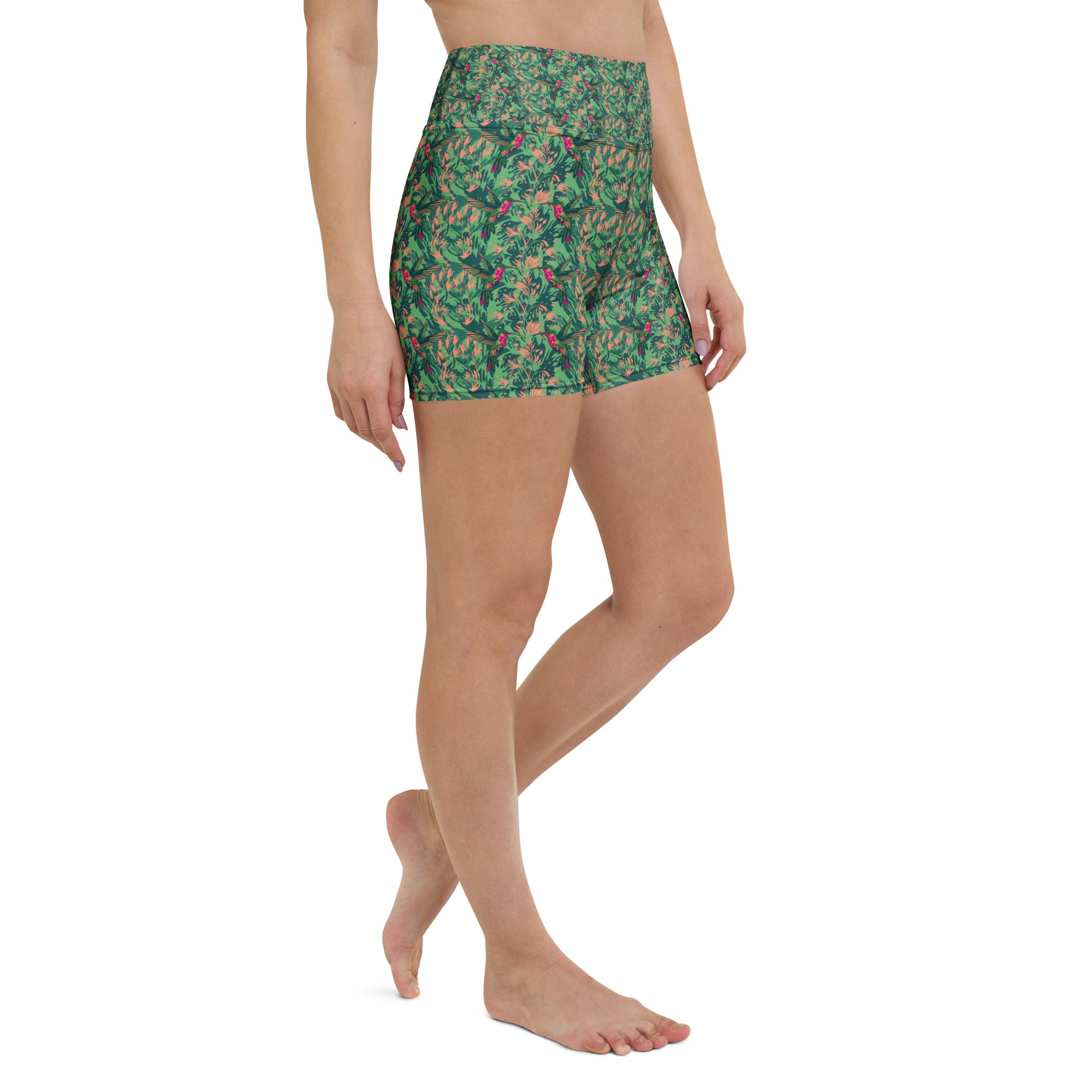 Ruby-throated Hummingbird Yoga Shorts | GearBunch
