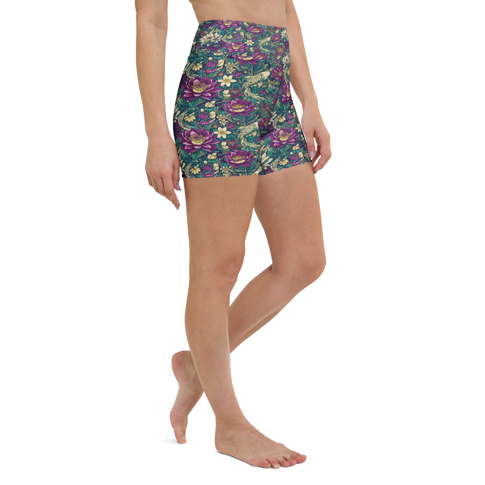 Pisces Koi Floral Yoga Shorts | GearBunch