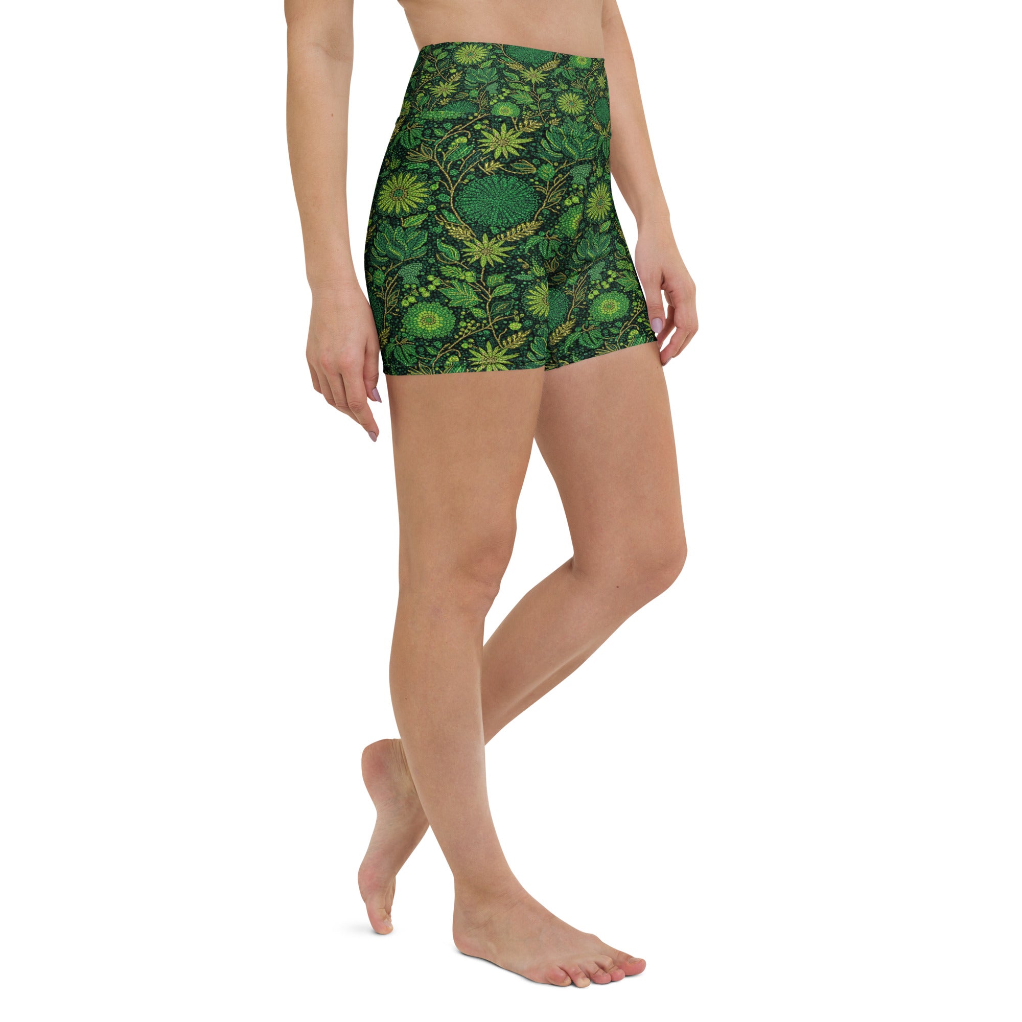 Emerald Paillette Jungle Yoga Shorts | GearBunch