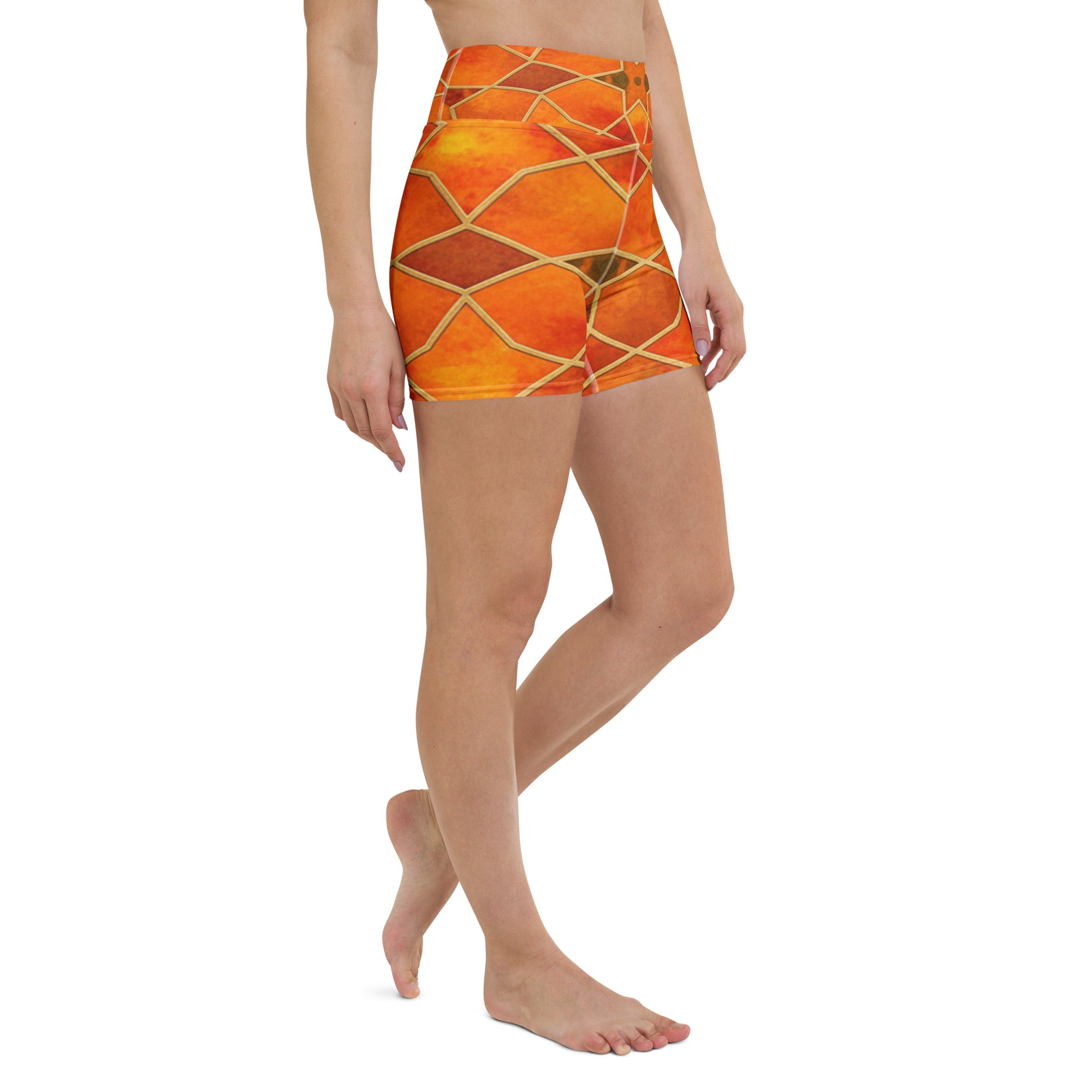 Arabic Watercolour Autumn Spice Yoga Shorts | GearBunch