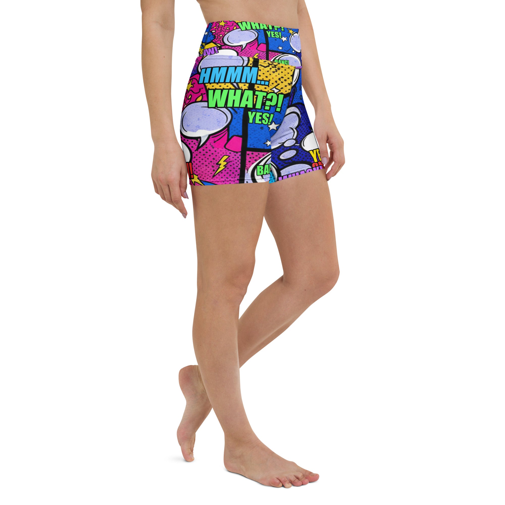 Comic Strip Cosmic Boom Yoga Shorts | GearBunch