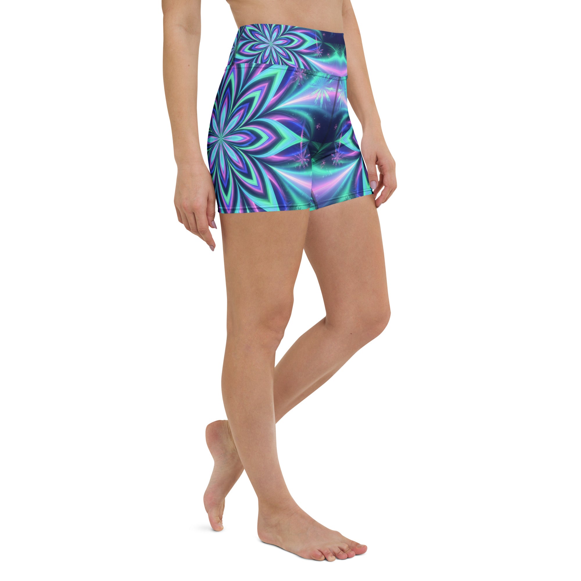Psychedelic Northern Lights Yoga Shorts | GearBunch