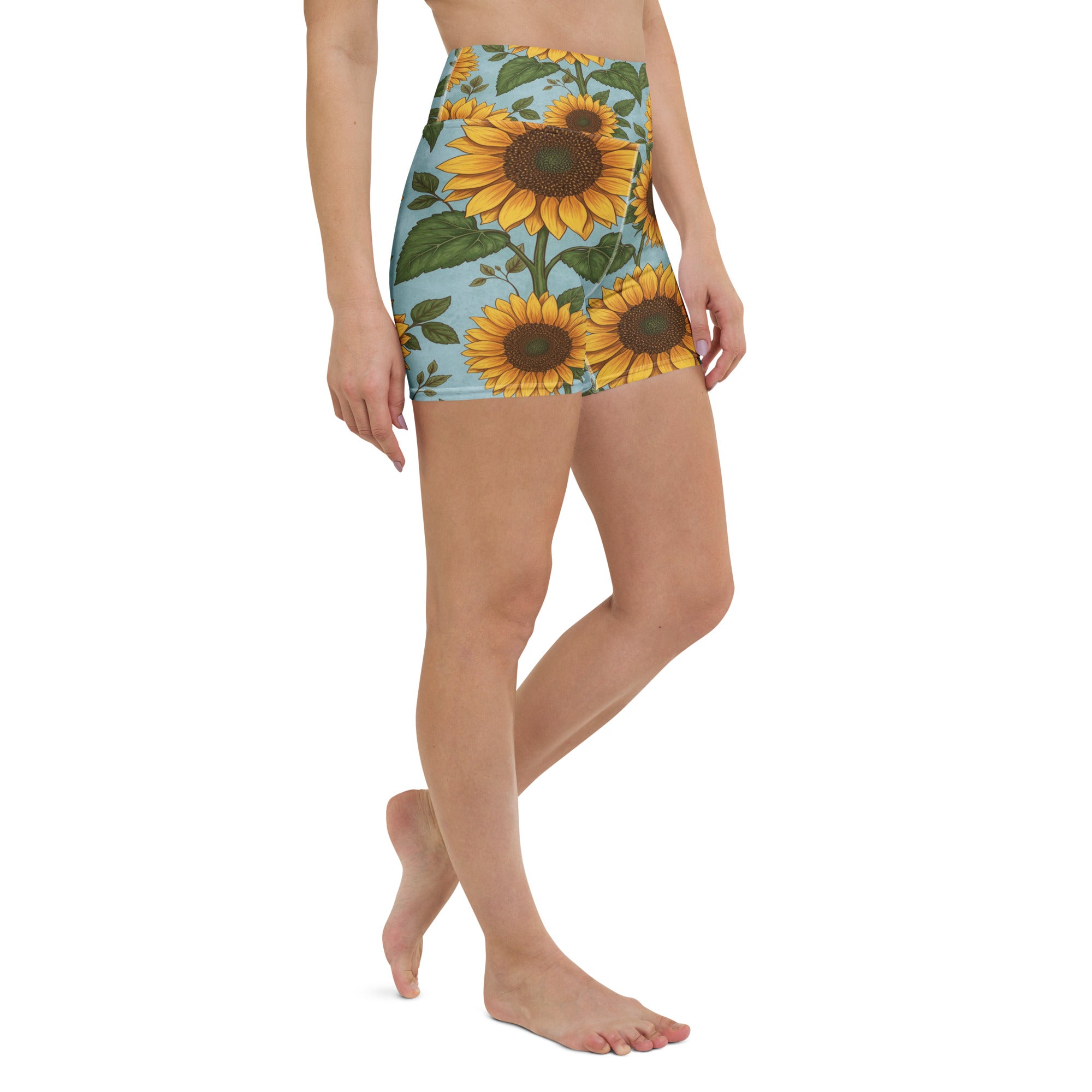 Sunflower Fields Yoga Shorts | GearBunch