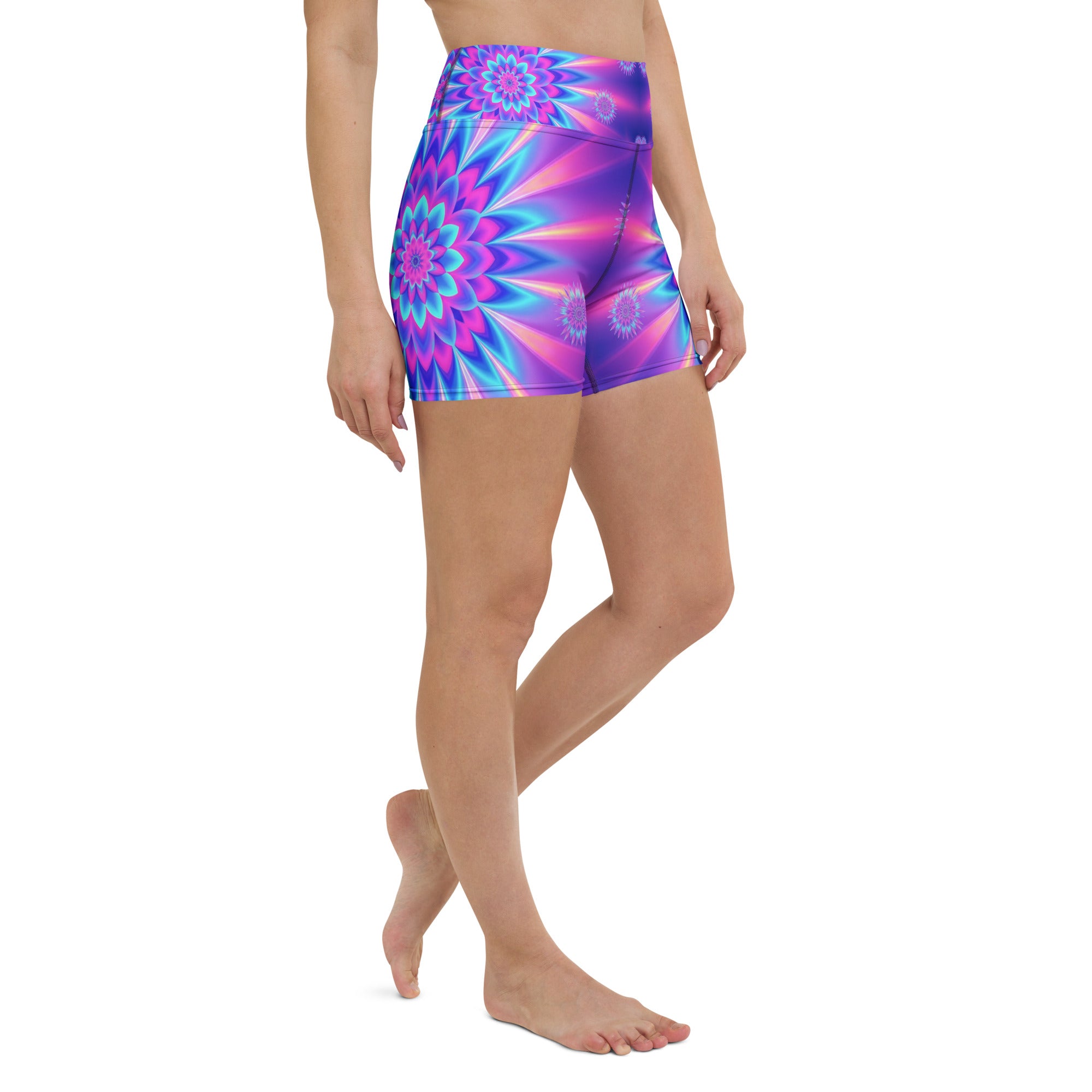 Psychedelic Vaporwave Dream Yoga Shorts | GearBunch