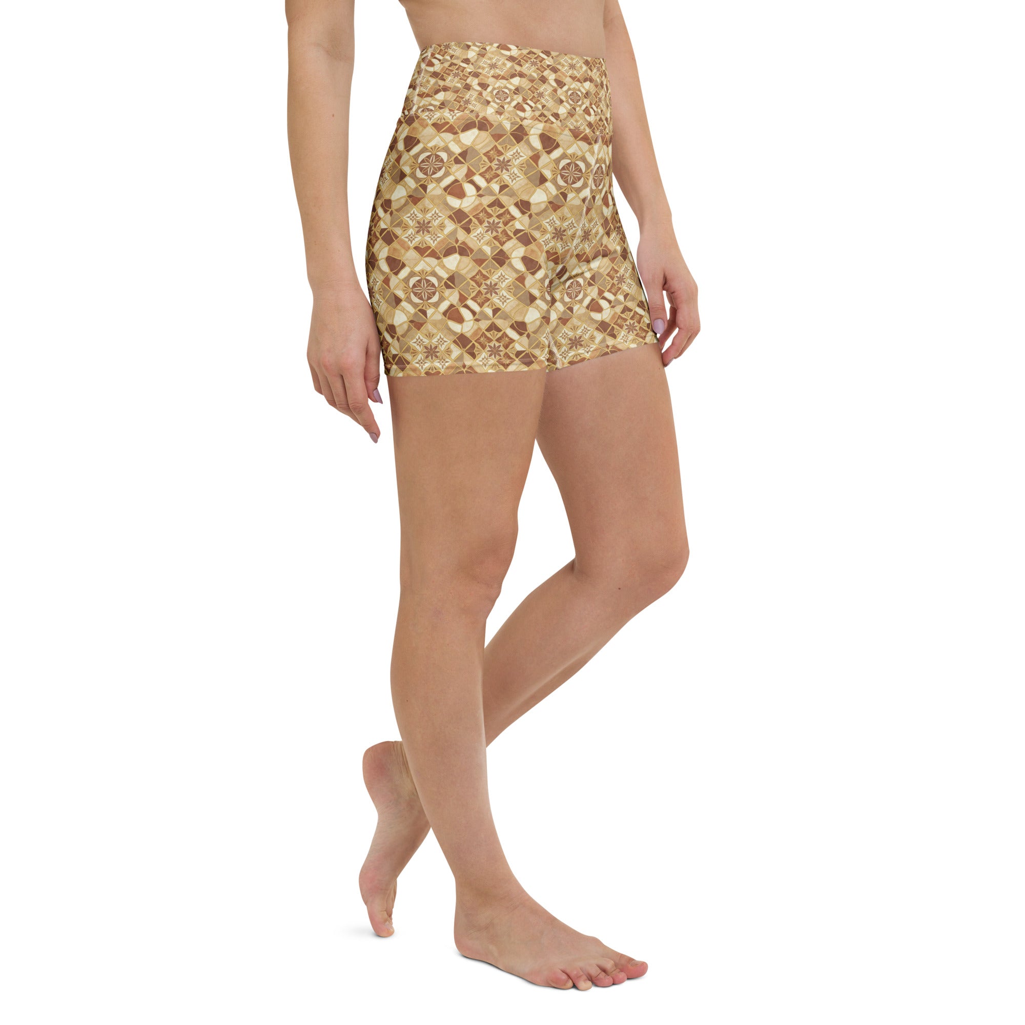 Jerusalem Stone Mosaic Yoga Shorts | GearBunch