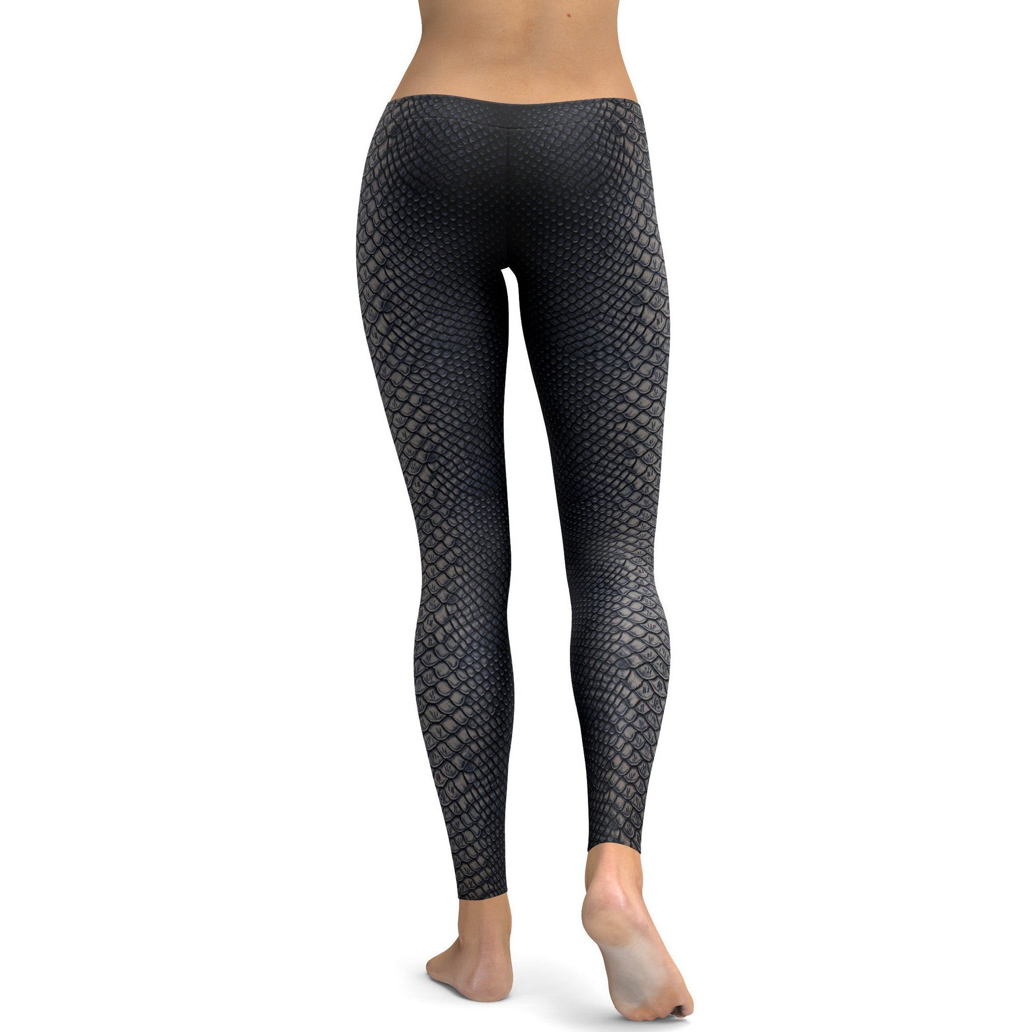 Womens Workout Yoga Slippery Snake Leggings in Grey & Cream Color | Gear Bunch