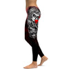 Womens Workout Yoga Skeleton Sugar Skull Leggings White/Black/Red | Gearbunch.com