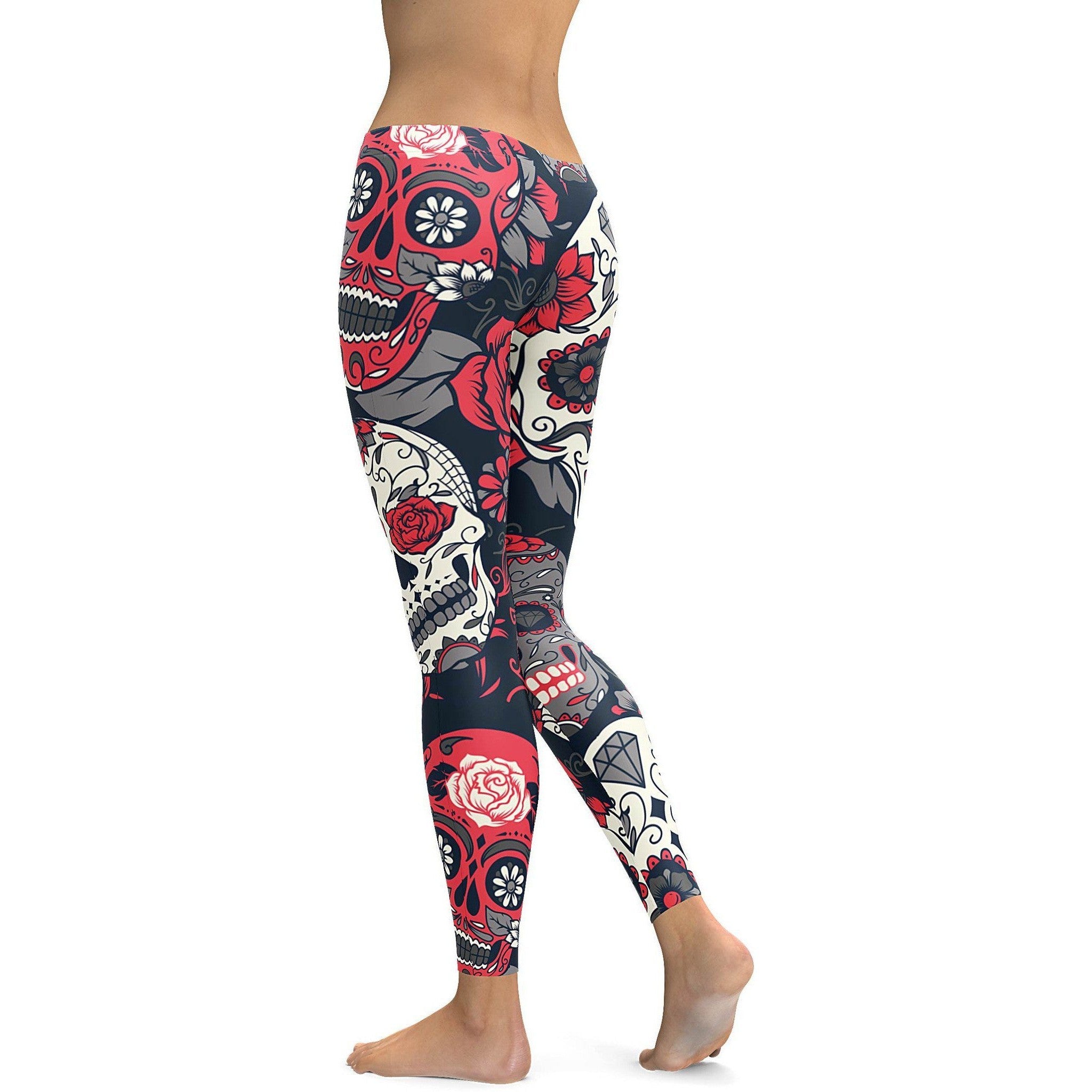 Pink Sugar Skull Leggings - GearBunch Leggings / Yoga Pants