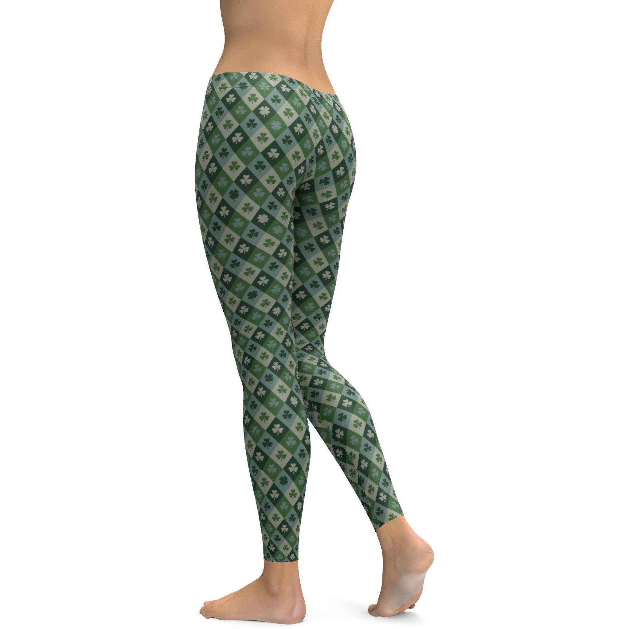 Green patterned leggings best sale