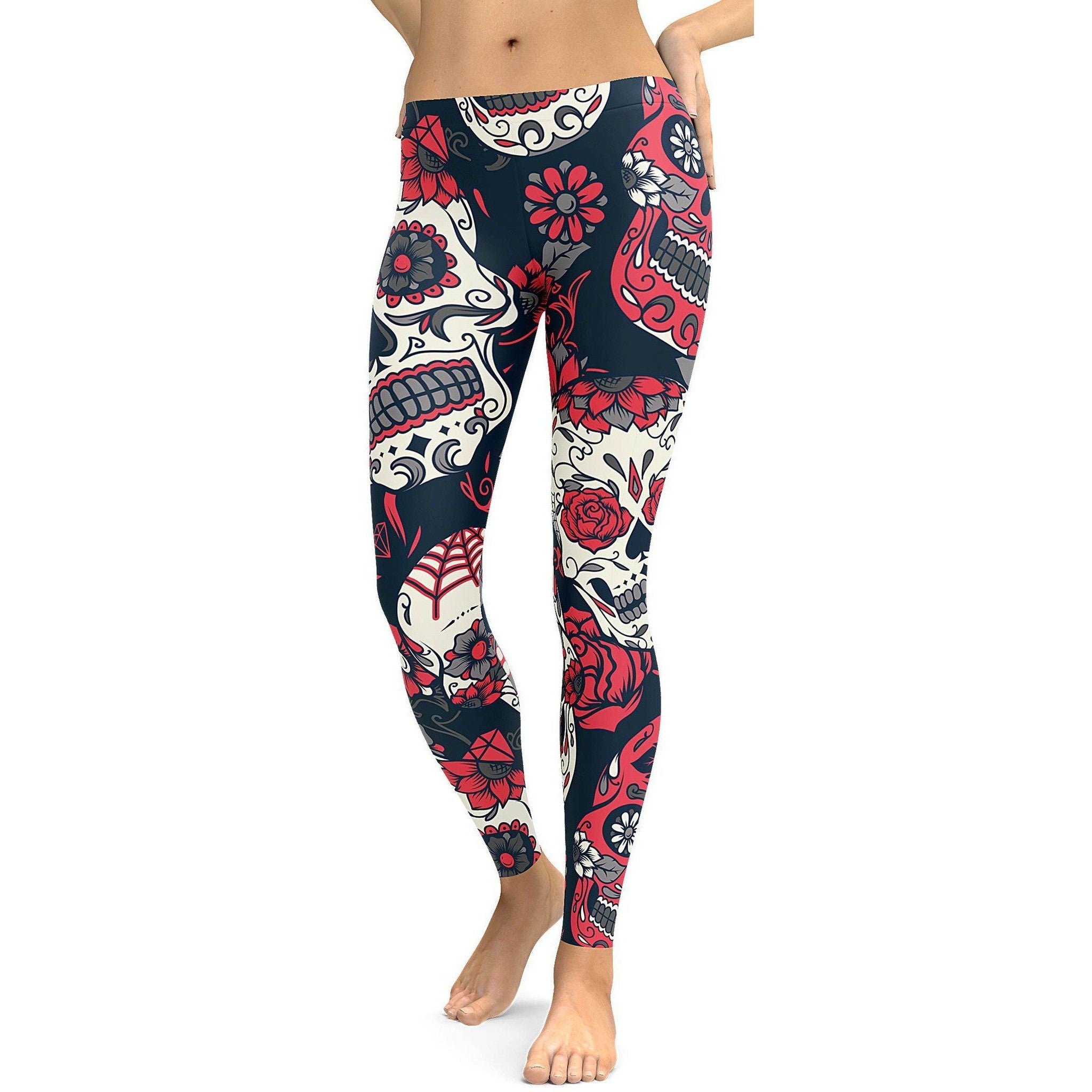 Pink Sugar Skull Leggings - GearBunch Leggings / Yoga Pants