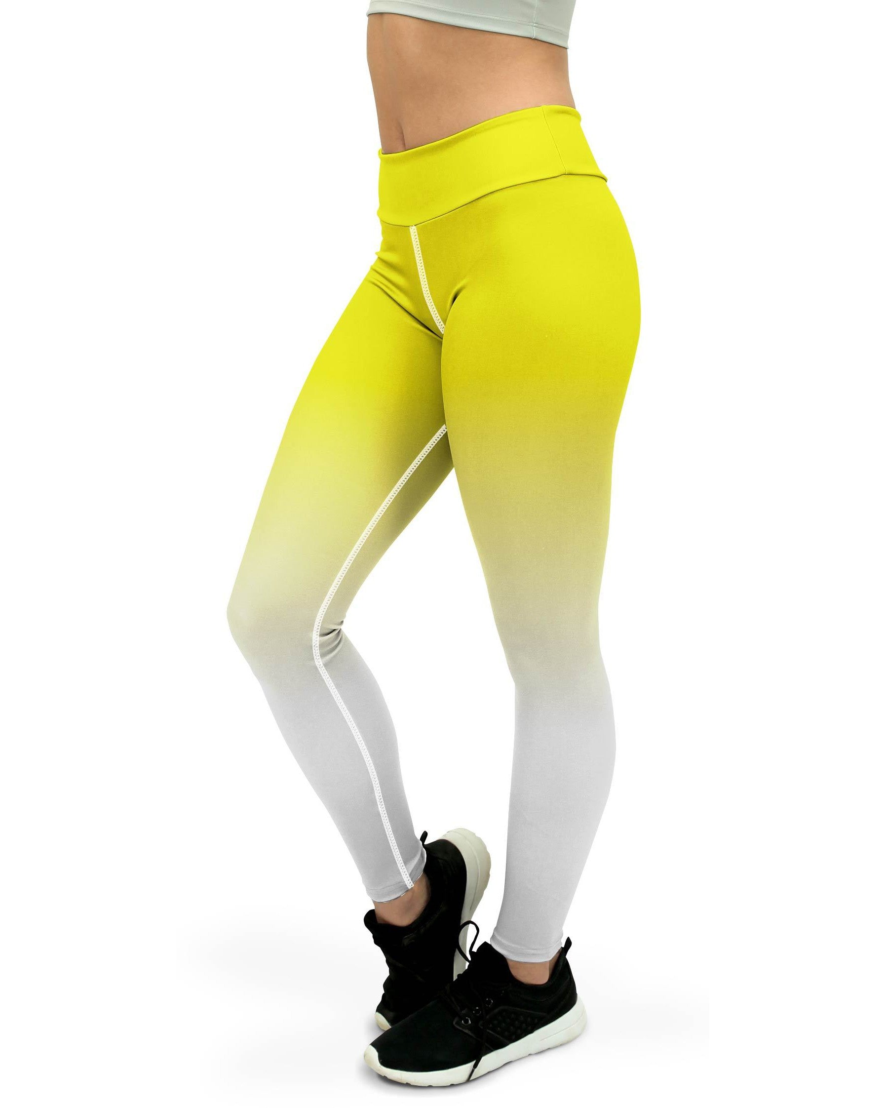 Ombre Yellow to White Yoga Pants Gearbunch