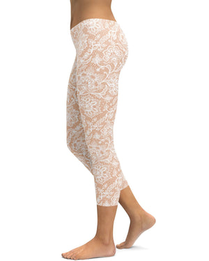 White Faux Lace Capris - Gearbunch