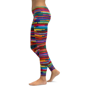 Colorful Knitted Pattern Leggings - GearBunch