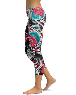 Colorful Koi Fish Capris - GearBunch Leggings / Yoga Pants