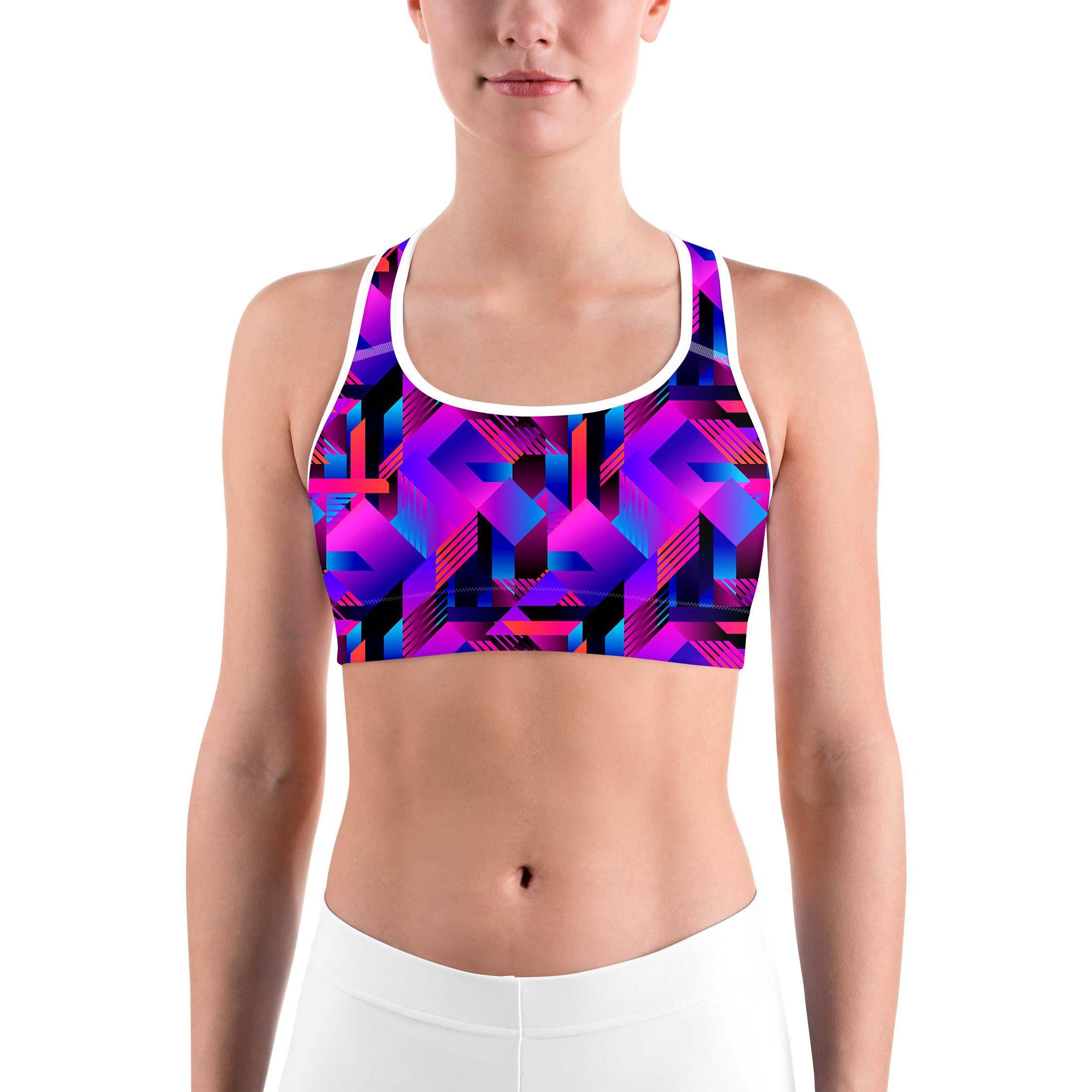 Pink and Purple Colorblock Sports bra