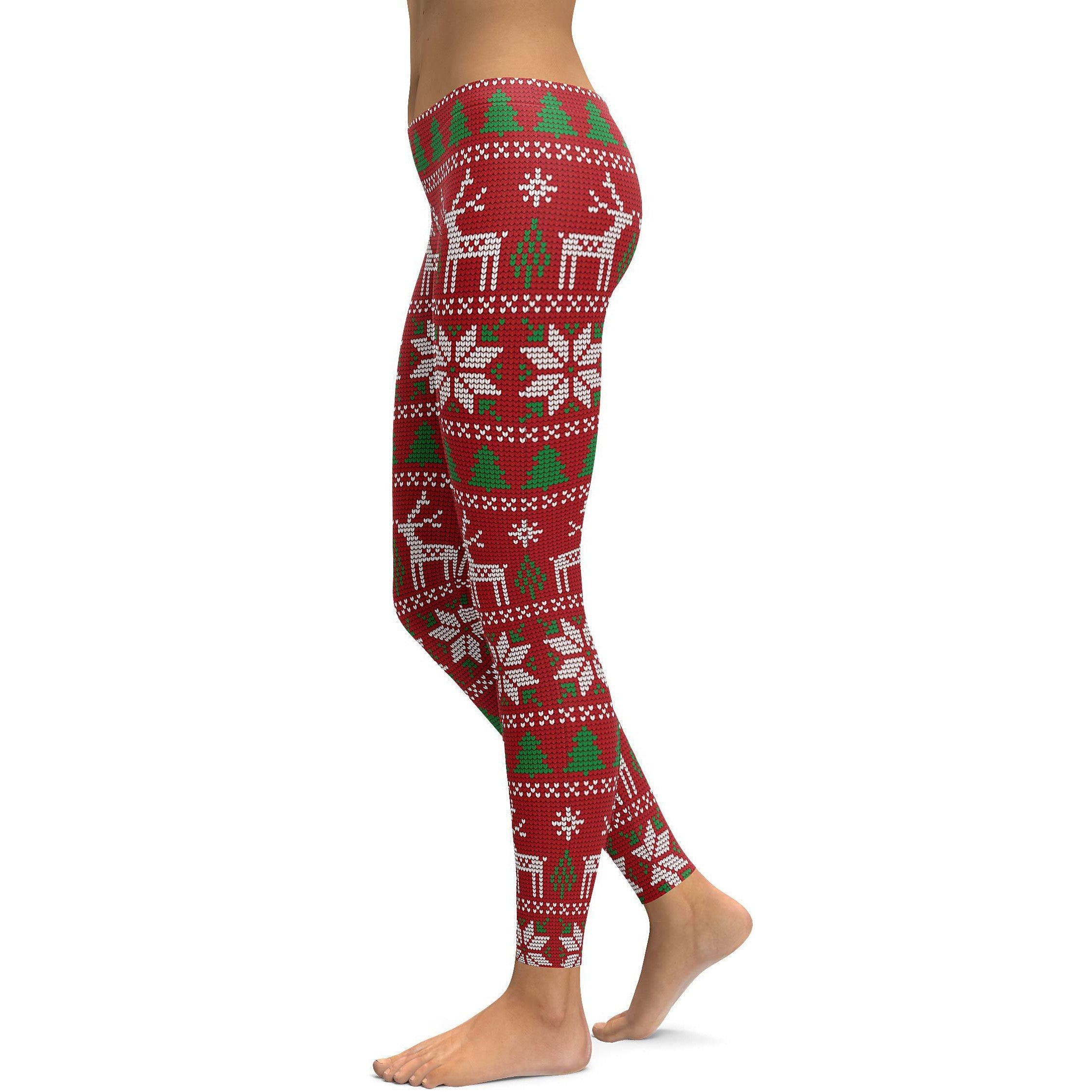 Red Ugly Christmas Leggings - GearBunch Leggings / Yoga Pants