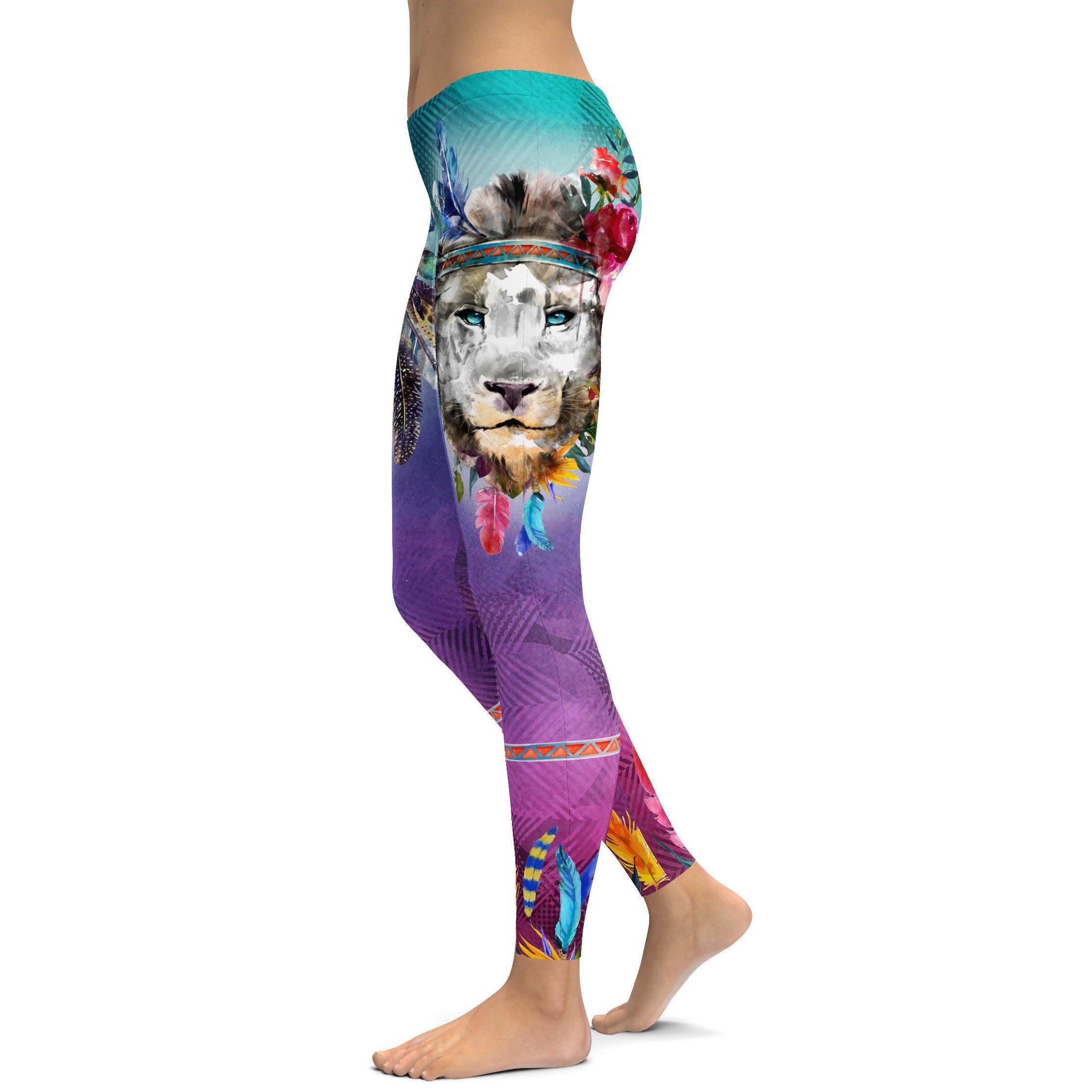 Watercolor Lion Leggings - GearBunch Leggings / Yoga Pants