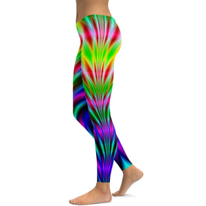 Womens Workout Yoga Psychedelic Neon Rave Leggings Green Gearbunch.com