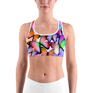 Colorful Butterflies Sports bra - GearBunch Leggings / Yoga Pants