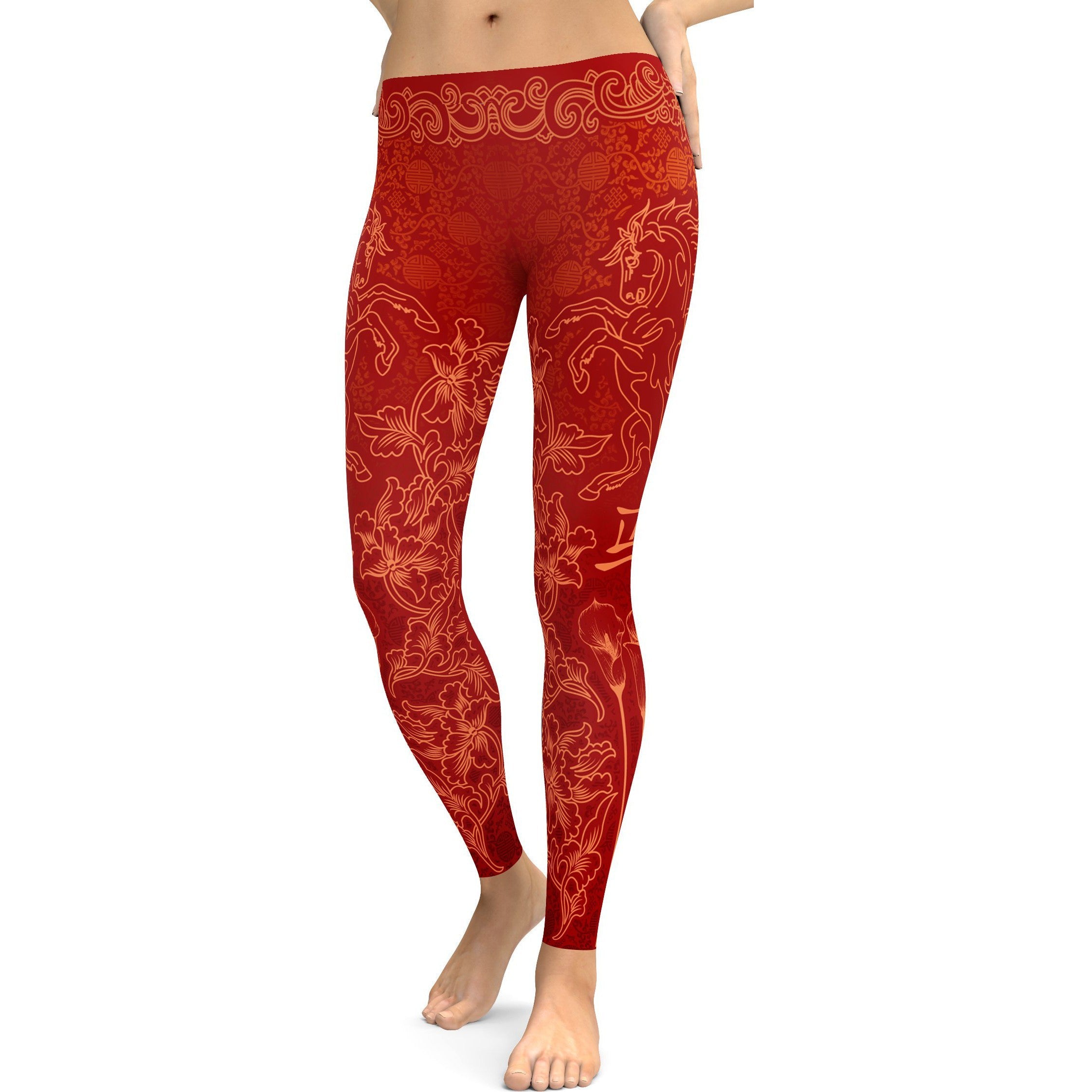 Chinese Zodiac Horse Leggings - GearBunch Leggings / Yoga Pants