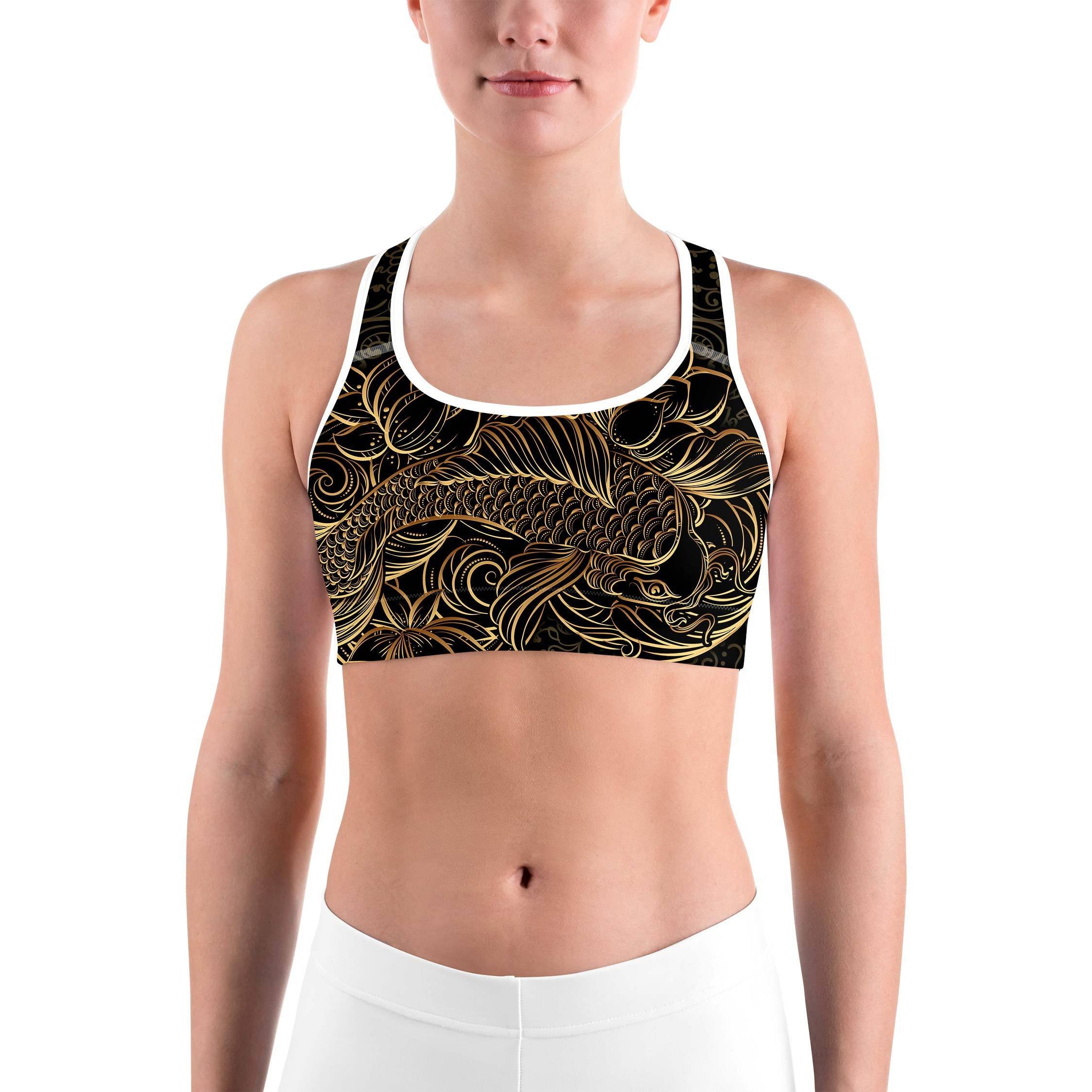 Golden Oriental Koi Fish Sports bra