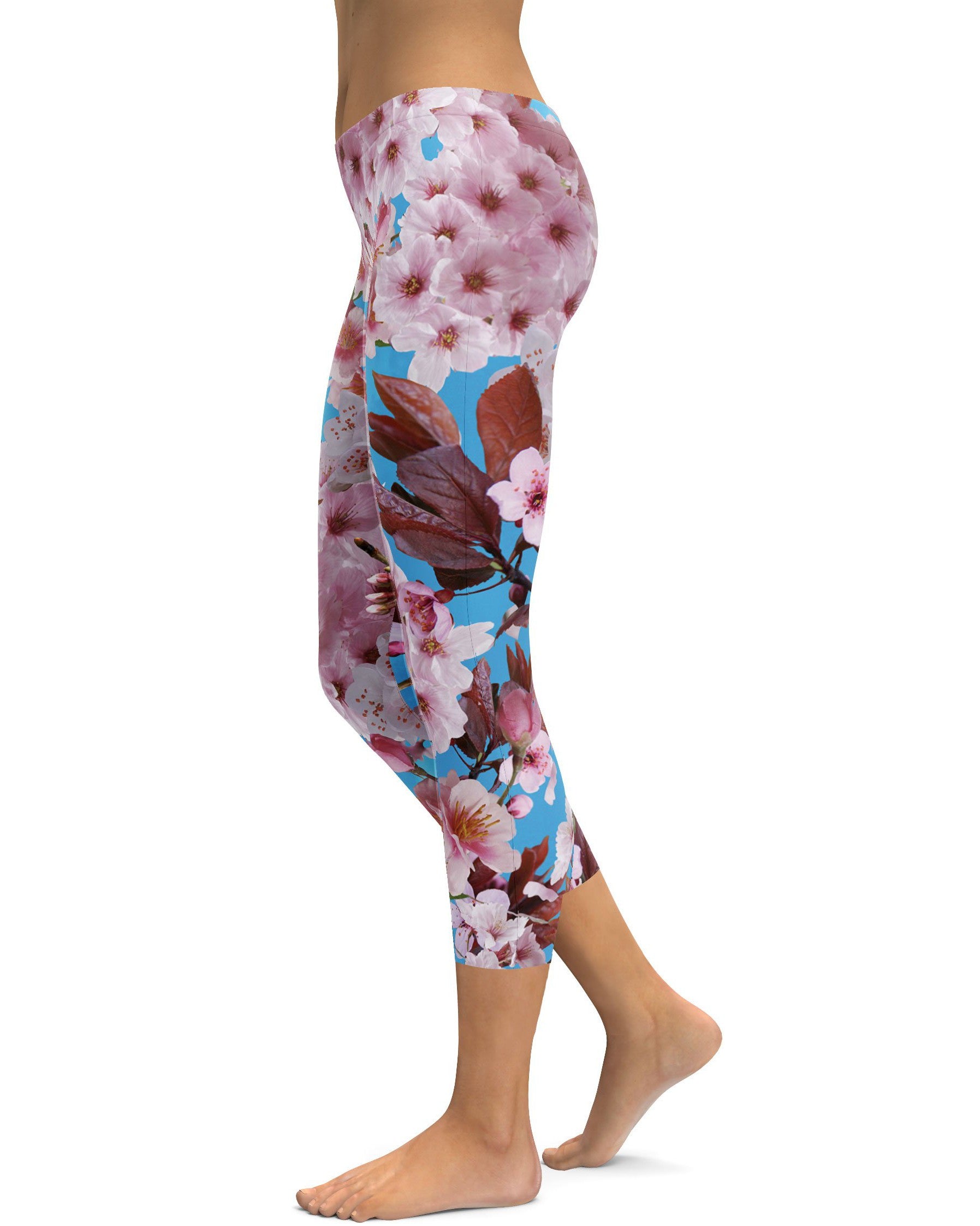 Cherry Blossom Capris - GearBunch Leggings / Yoga Pants