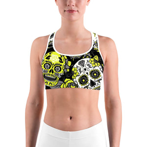 Sassy Yellow Sugar Skull Sports bra