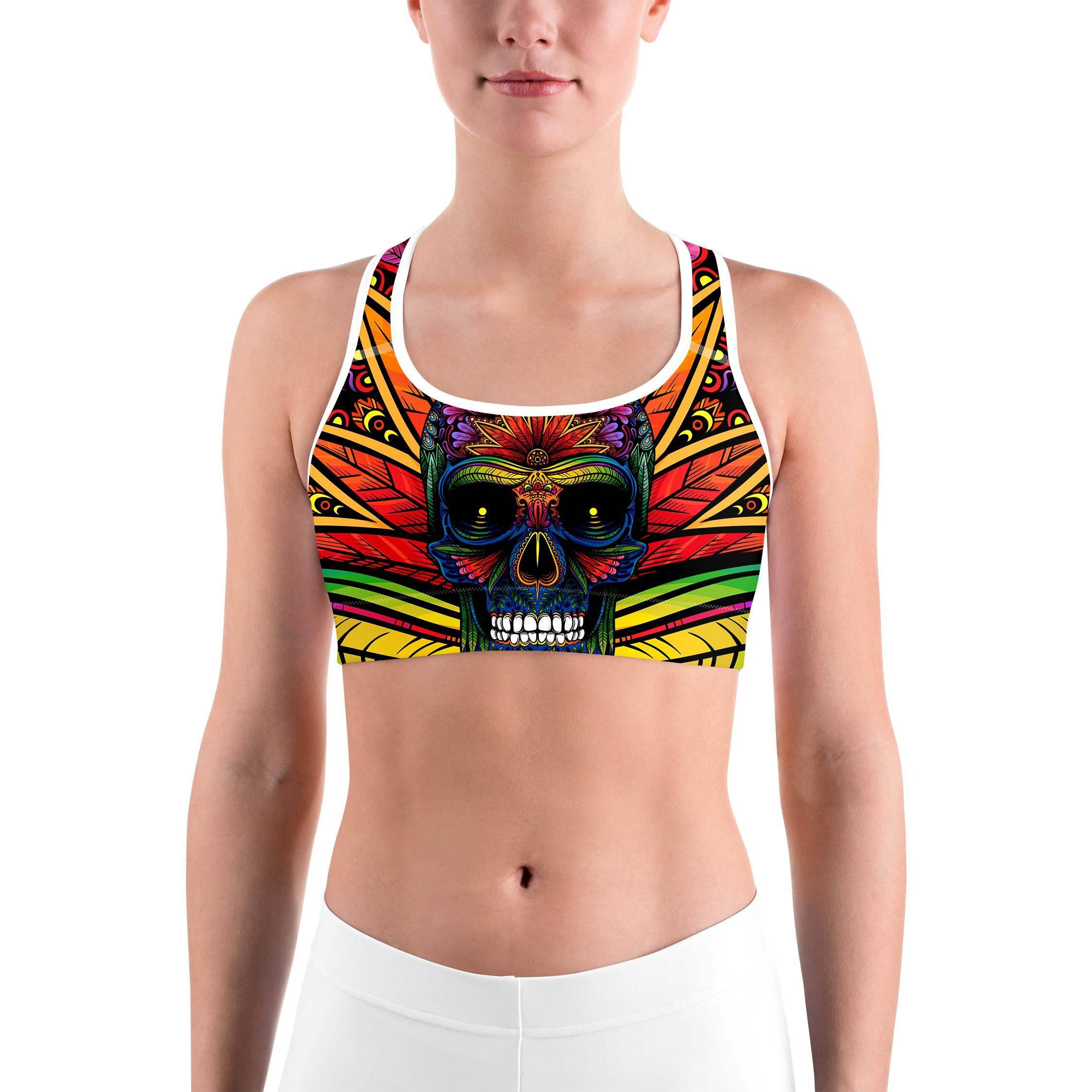 EDM - Rainbow Rave Skull Sports bra