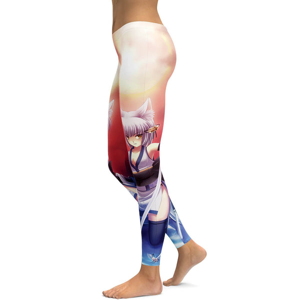 Women's samurai anime printed leggings front view