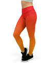 Women's ombre hot orange yoga pants front view