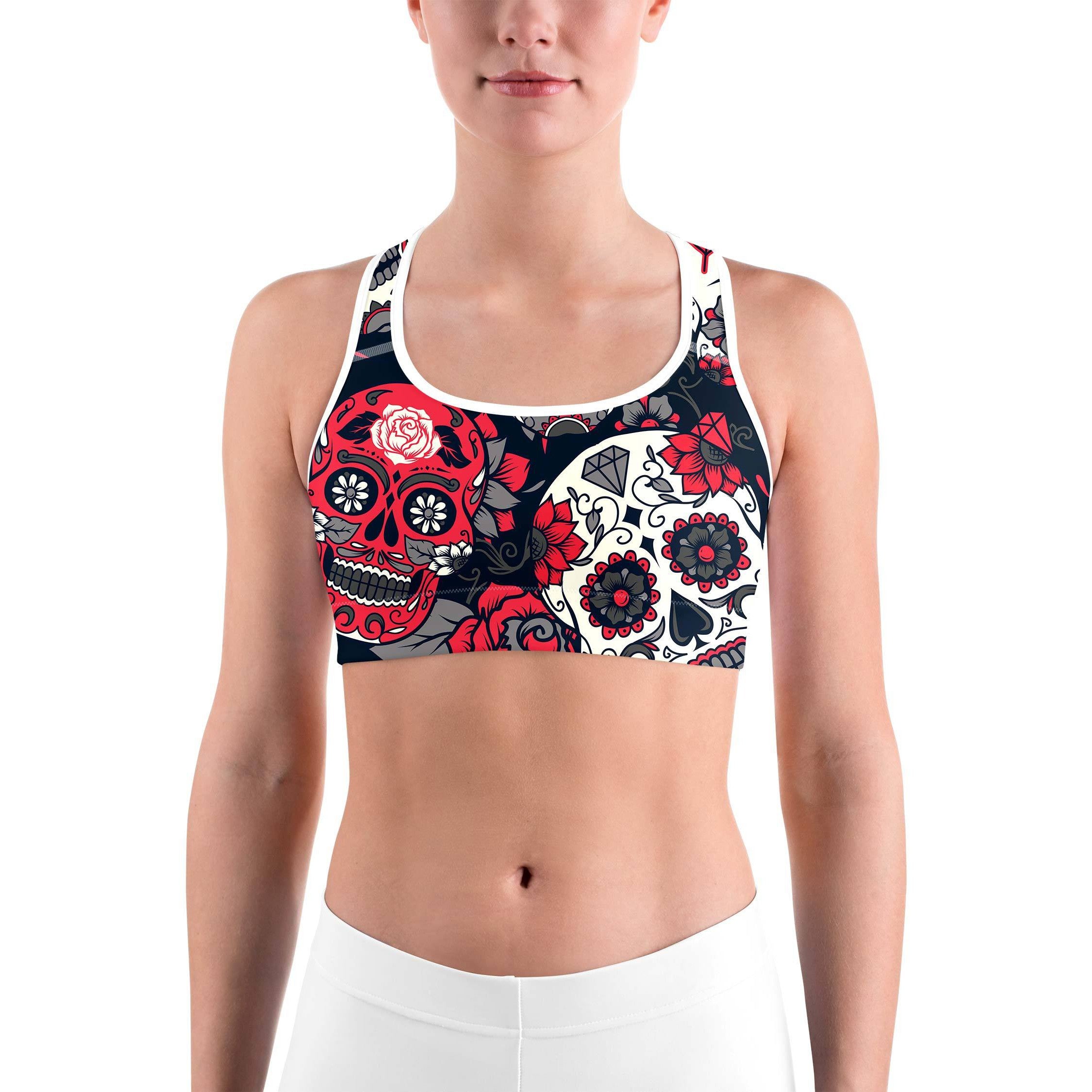 Pink Sugar Skull Sports Bra