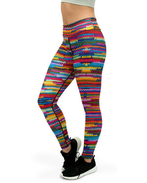 Colorful Knitted Pattern Yoga Pants - GearBunch Leggings / Yoga Pants