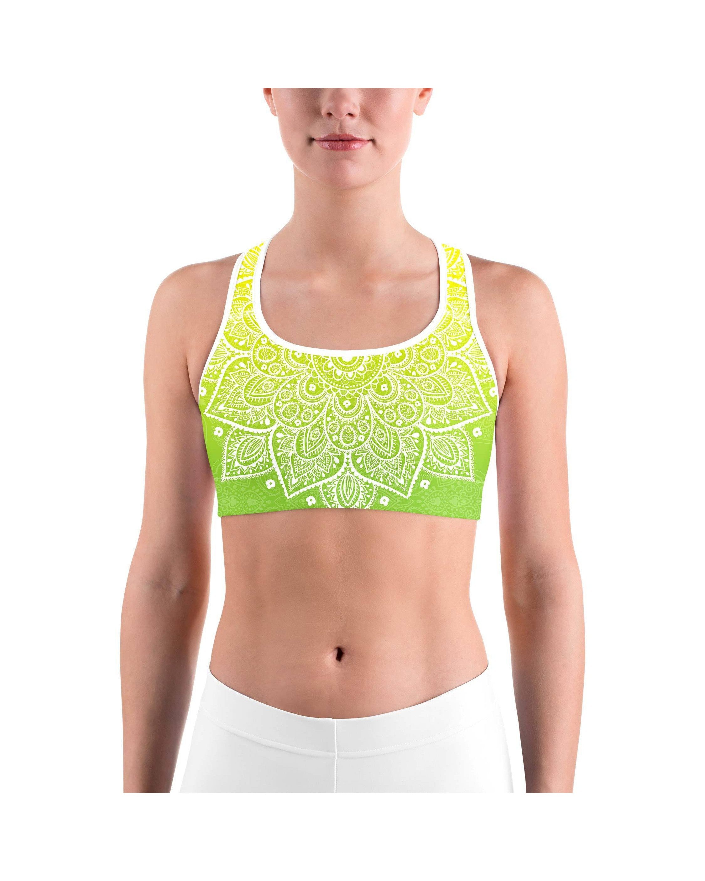 Yellow to Green Mandala Sports bra