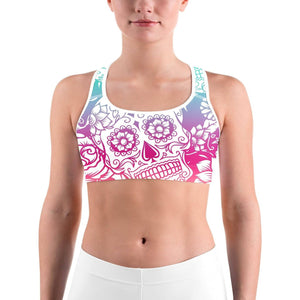 Bright Sugar Skull Sports bra - GearBunch