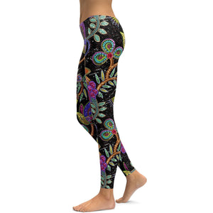 Faux Sequins Flower Leggings - GearBunch Leggings / Yoga Pants