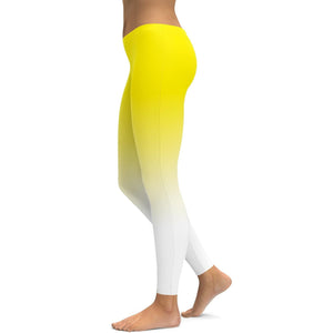 Ombre Yellow to White Leggings - GearBunch