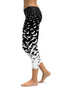 B&W Flying Birds Capris - GearBunch Leggings / Yoga Pants