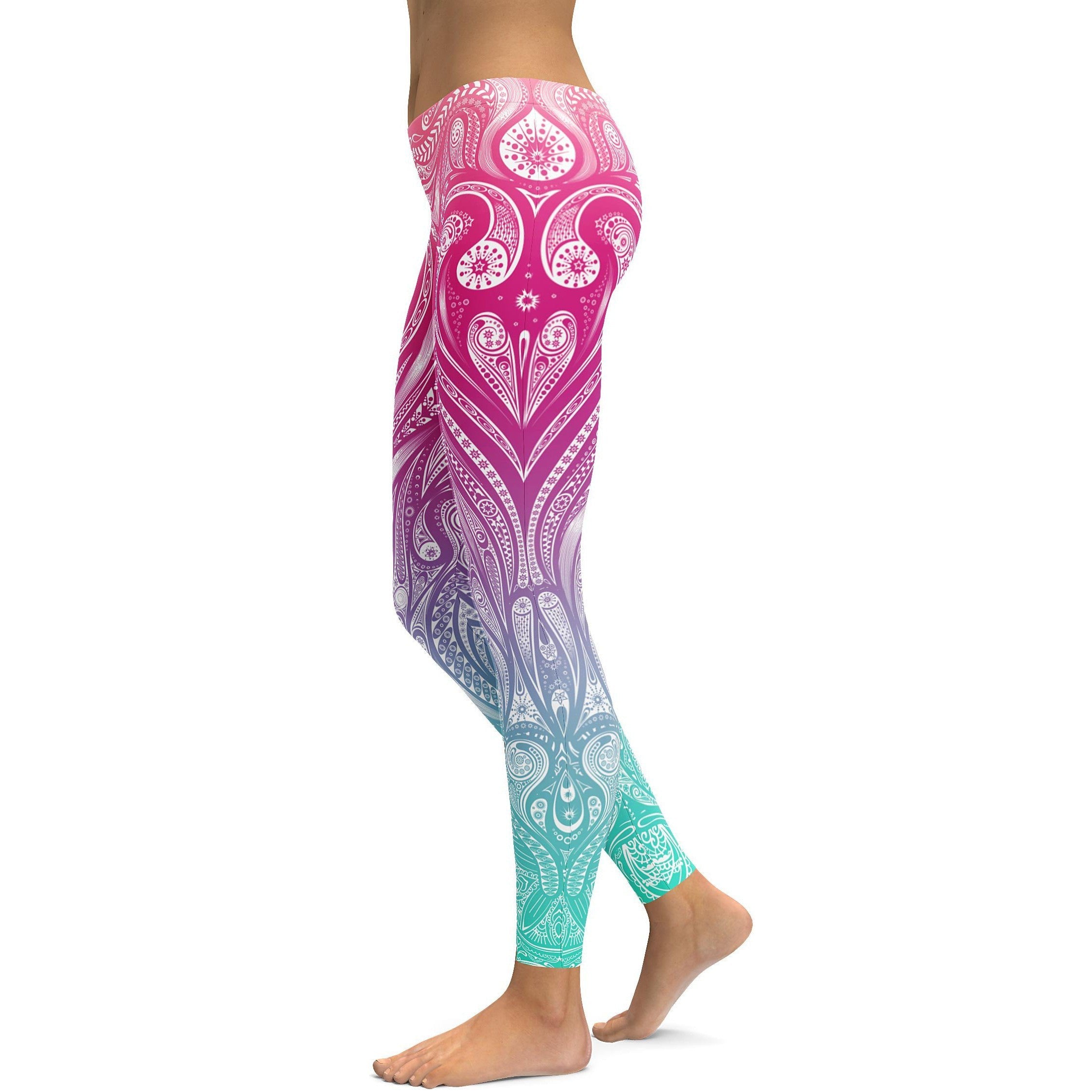 Womens workout and yoga Bright Ornament Pattern Leggings