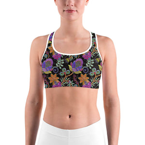 Faux Paillette Flower Sports bra