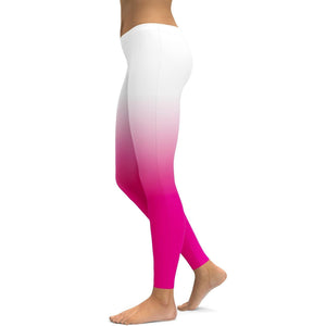 Ombre White to Pink Leggings - GearBunch