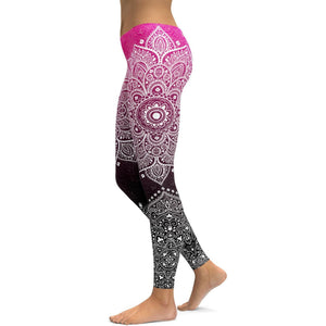 Pink to Black Mandala Leggings - Gearbunch