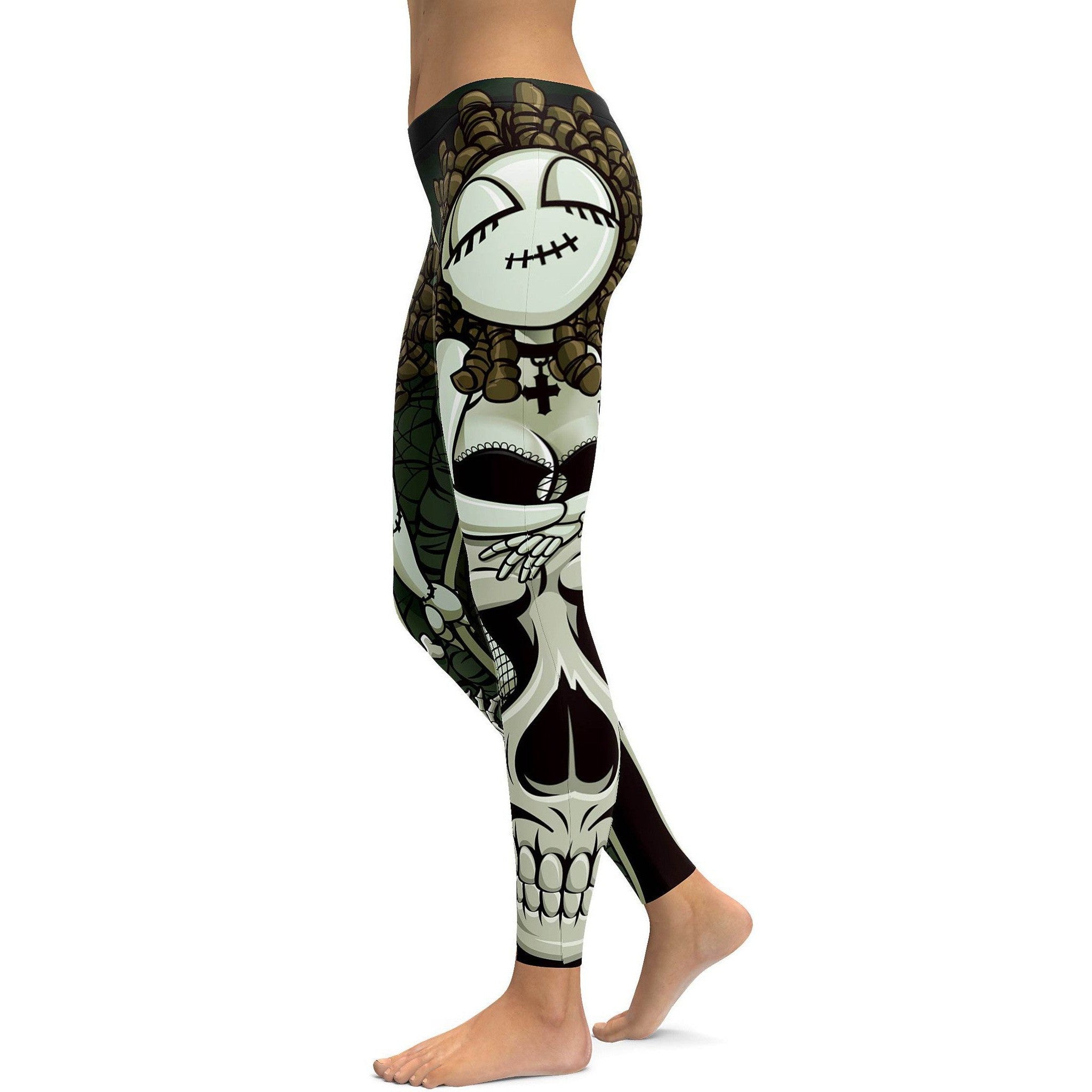 Women's zombie pinup girl printed leggings front view