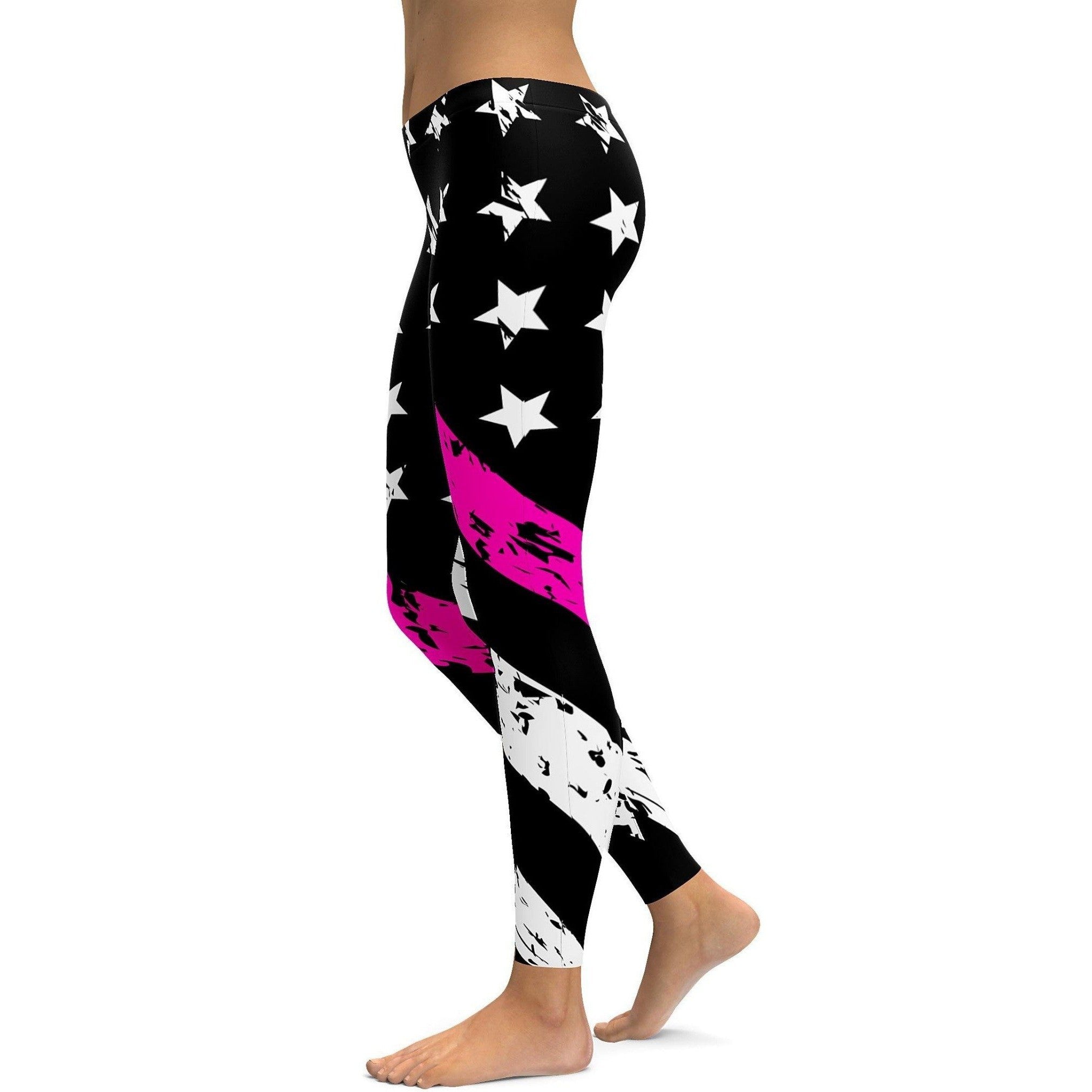 Thin Pink Line Leggings - GearBunch