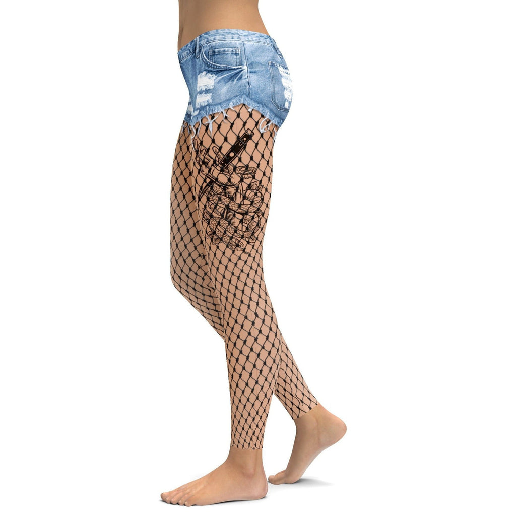 Womens Yoga Shorts Faux Pantyhose & Short Leggings Blue/Black