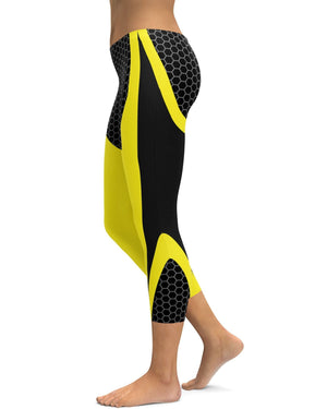 Yellow Honeycomb Carbon Capris - Gearbunch