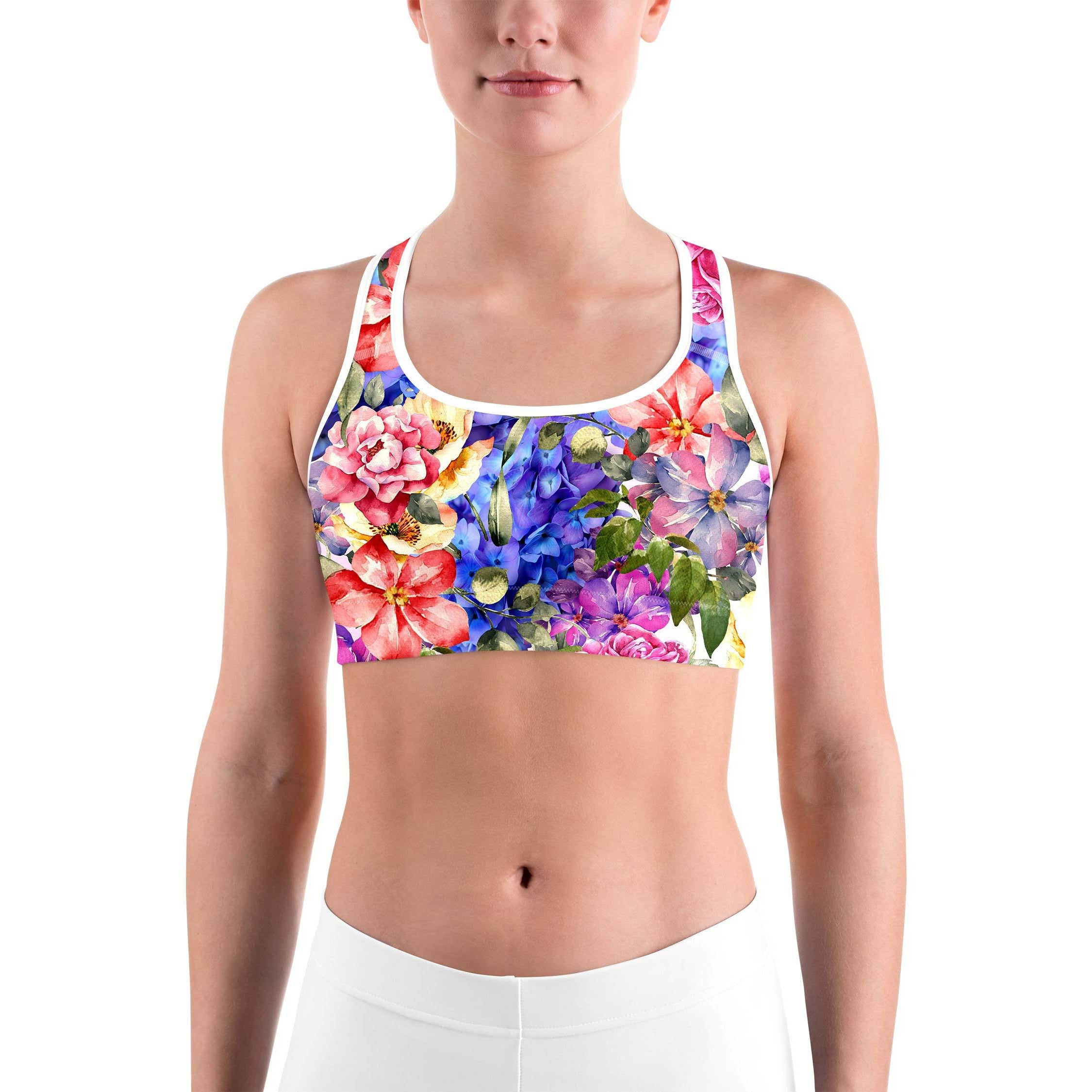 Colorful Floral Sports bra - GearBunch Leggings / Yoga Pants