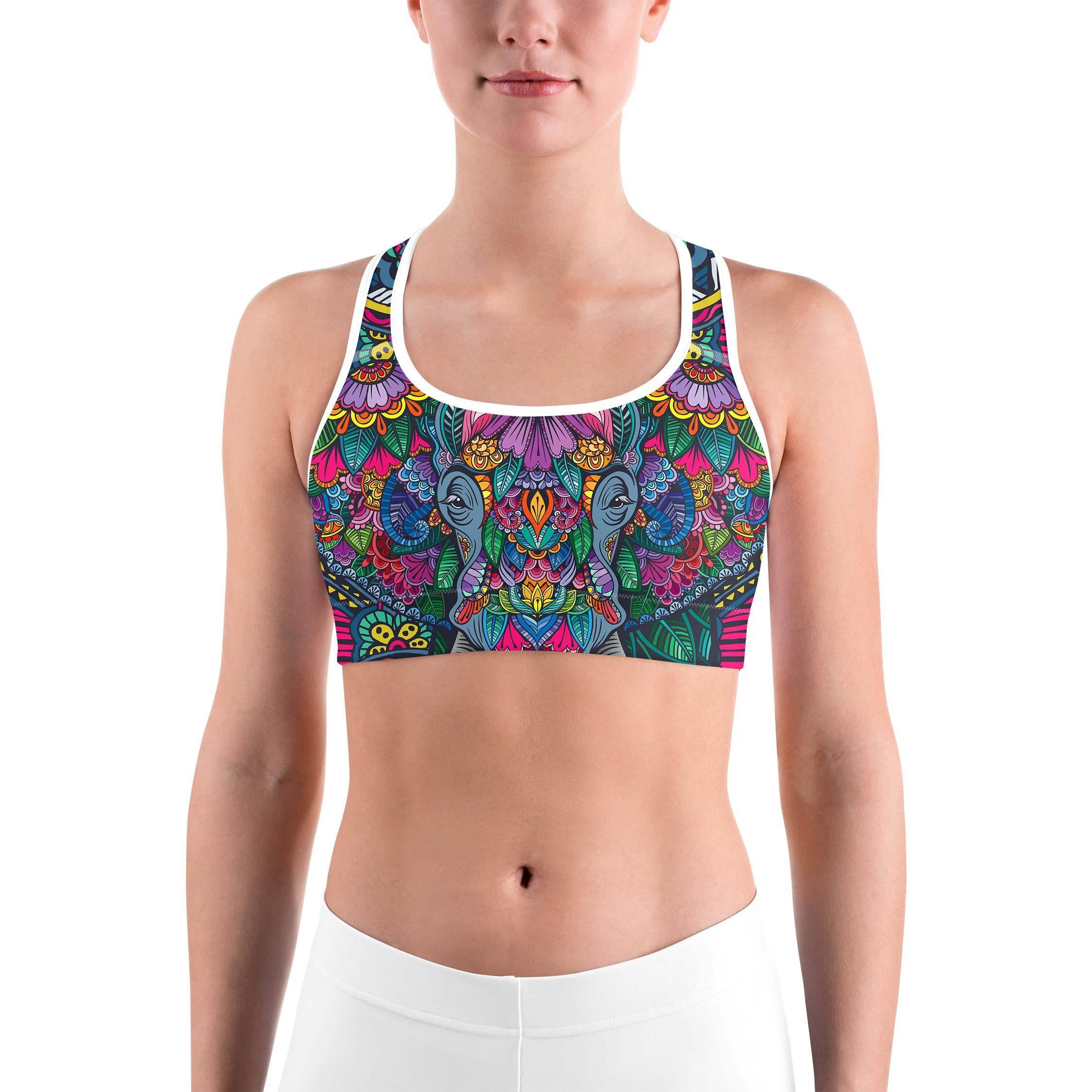 Colorful Elephant Sports bra - GearBunch Leggings / Yoga Pants