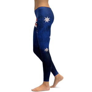 Grunge Australian Flag Leggings - GearBunch Leggings / Yoga Pants