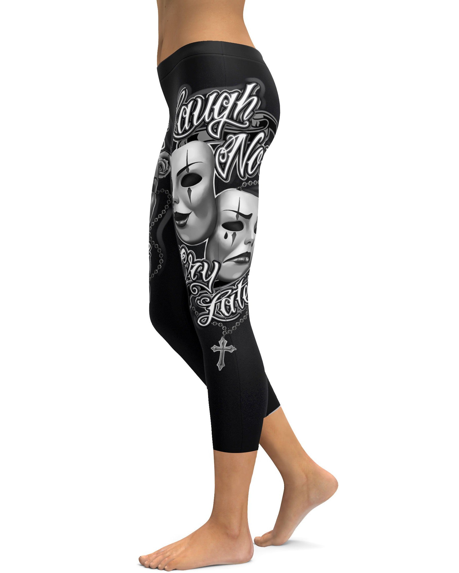 Laugh Now, Cry Later Capris - GearBunch Leggings / Yoga Pants